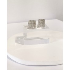 Ασημένια Σκουλαρίκια καρφωτά ρόμβος με ζιργκόν (SE71)